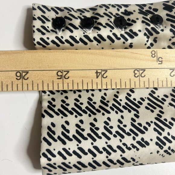 Worthington Women’s L Career button Up Pleated Collar Geometric multi Cream - Picture 9 of 12